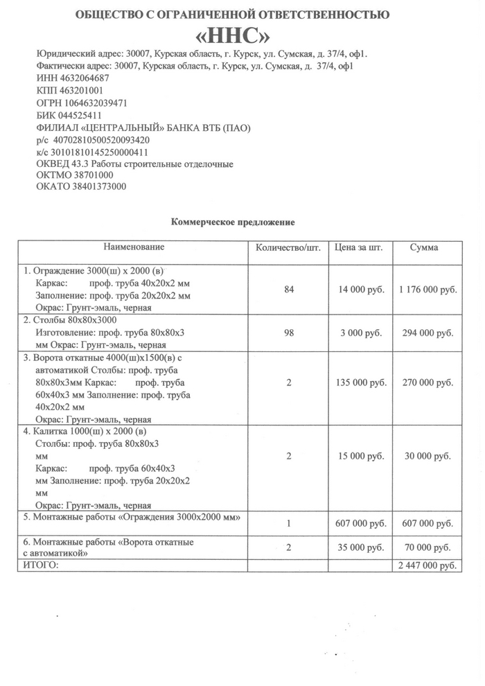 предлагаемая смета на 2,5 ляма, без блэкджека и ништяков