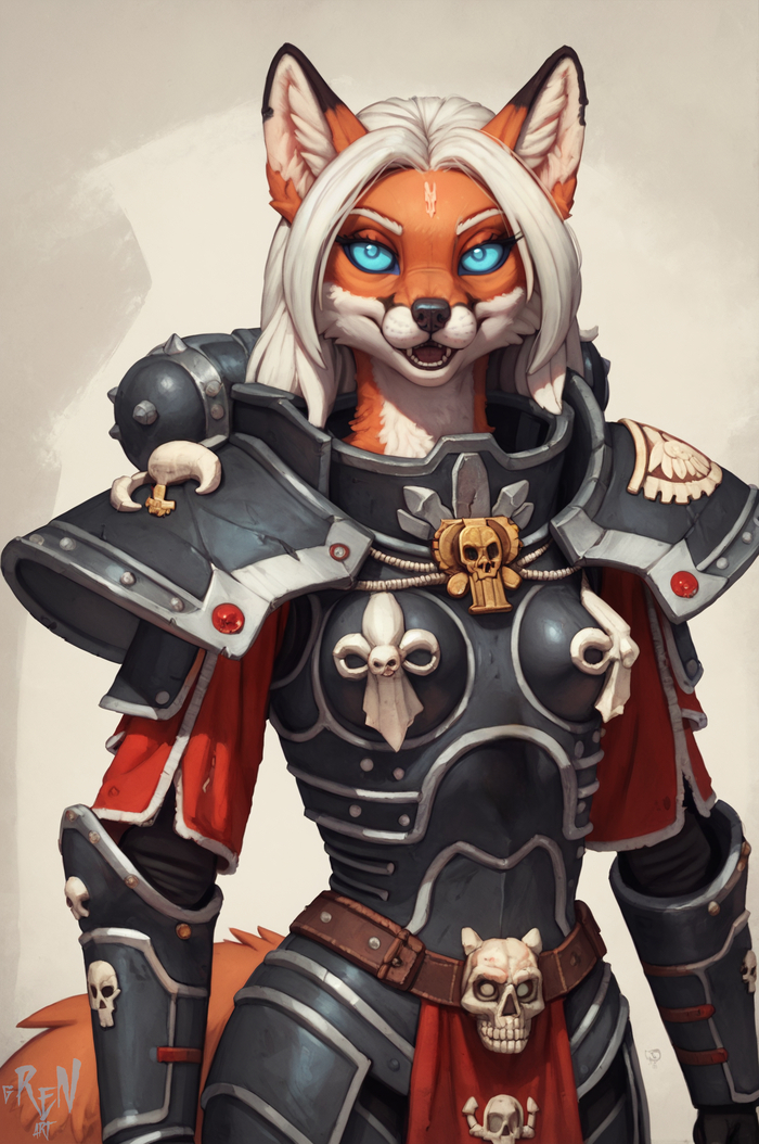 Furrhammer 40k  , Stable Diffusion, Furry Art, Furry Fox, Furry avian, Furry Cheetah, Warhammer 40k, Adeptus Custodes, Howling Banshees, Eldar, Adepta Sororitas, , , , 