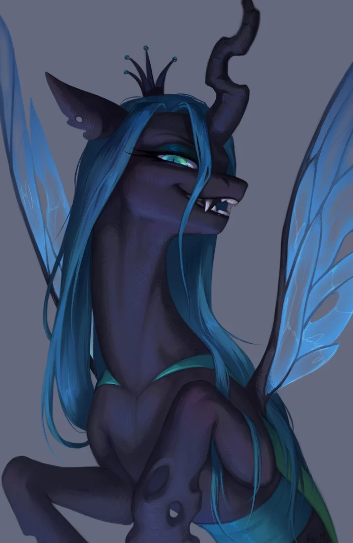 Острые зубки - My Little Pony, PonyArt, Queen Chrysalis