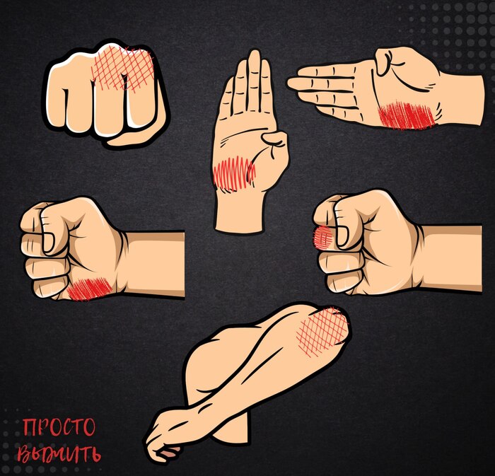 Точки на руке, которыми можно эффективно наносить удары при самообороне