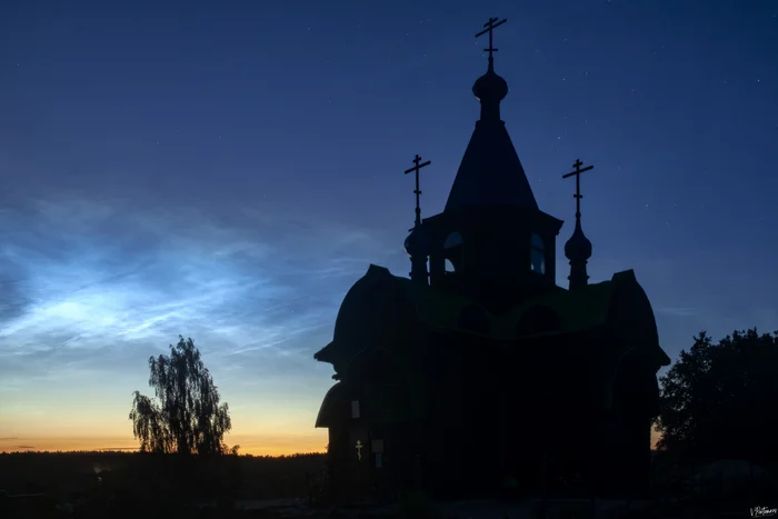 July noctilucent clouds - My, The photo, Nature, Sky, Night, Astrophoto, Noctilucent clouds, Night shooting, Starry sky, Beautiful view, Temple