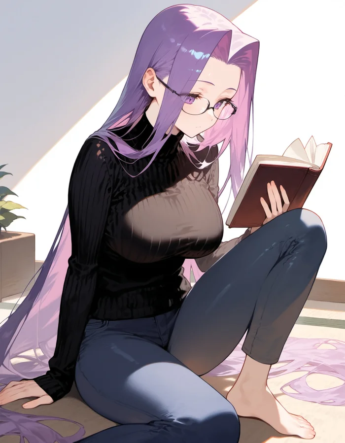 Rider - Fate, Rider, Fate-stay night, Neural network art, Art, Anime art, Anime, Girls, Glasses, Telegram (link)