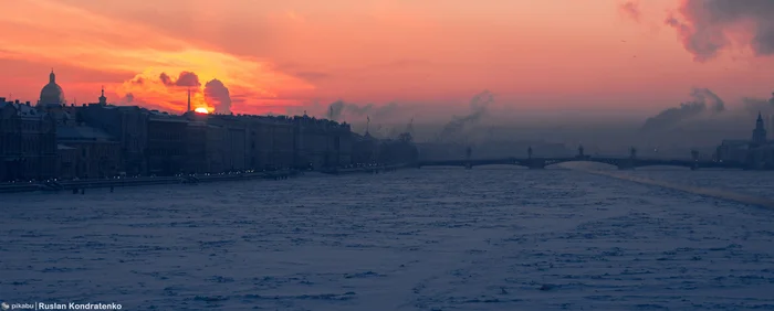 Frozen Neva - My, The photo, Canon, Saint Petersburg, Town, Evening, Neva, Winter