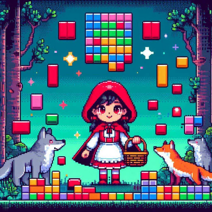 Тема: Красная шапочка в стиле тетриса.