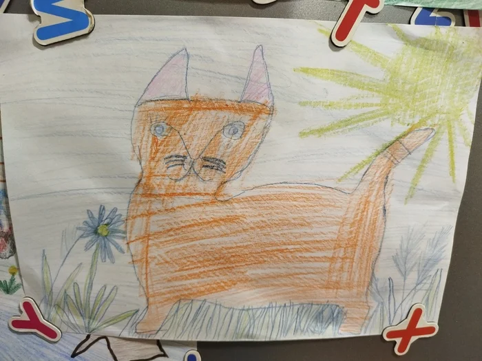 My son drew a cat, and this cat - My, cat, Drawing, Alexander Lukashenko