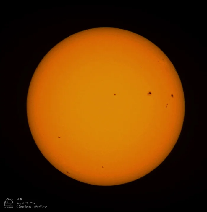 Sun with a large group of sunspots on August 29, 2024 - My, Astronomy, Space, Observatory, Hobby, Astrophoto, Telescope, The sun, Sun spots