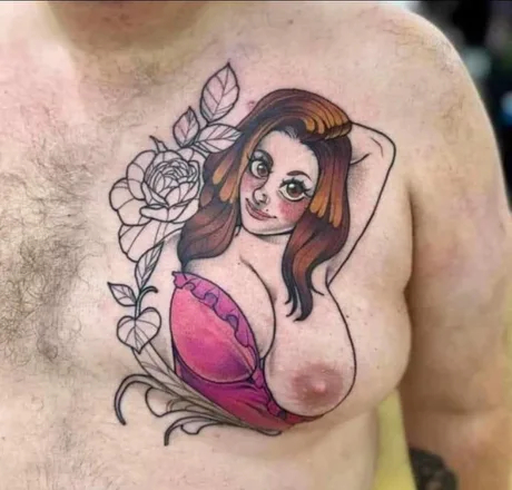 Lyubimka - NSFW, Humor, The photo, It seemed, Tattoo, Men's breasts