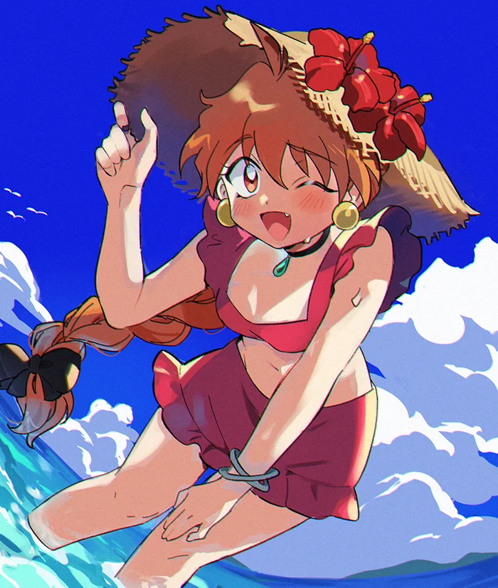 You met a redhead on the beach - Anime, Anime art, Lina Inverse, Slayers