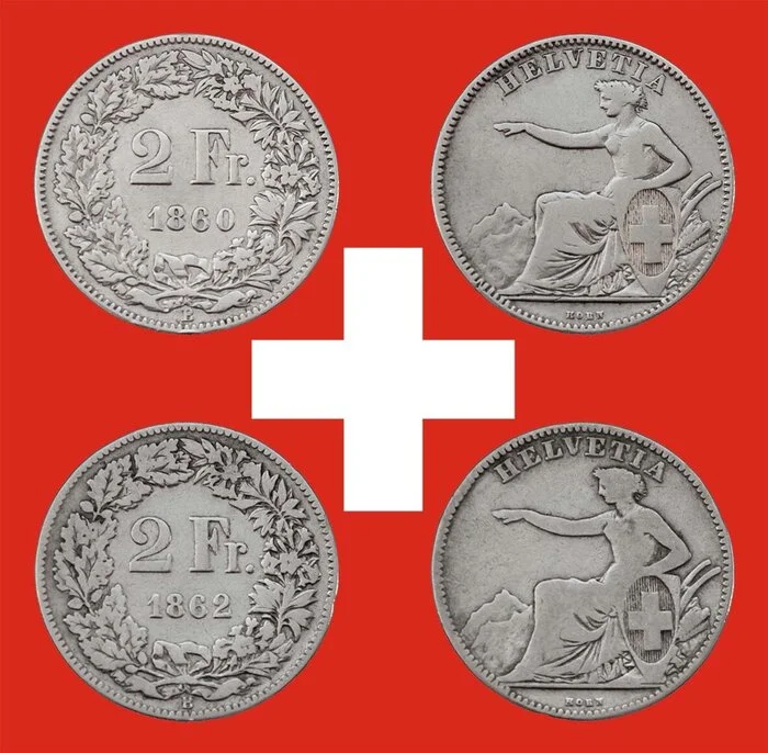 Switzerland, first issues of 2 franc coins - My, Numismatics, Coin, Nikon, Europe, The photo, Switzerland, Silver, Politics