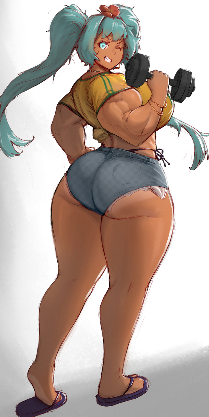 Strongest Brazilian Miku Zeph505, Muscleart,  , Hatsune Miku, -, , Thick muscles,  , , , Thick Thighs, Vocaloid, 