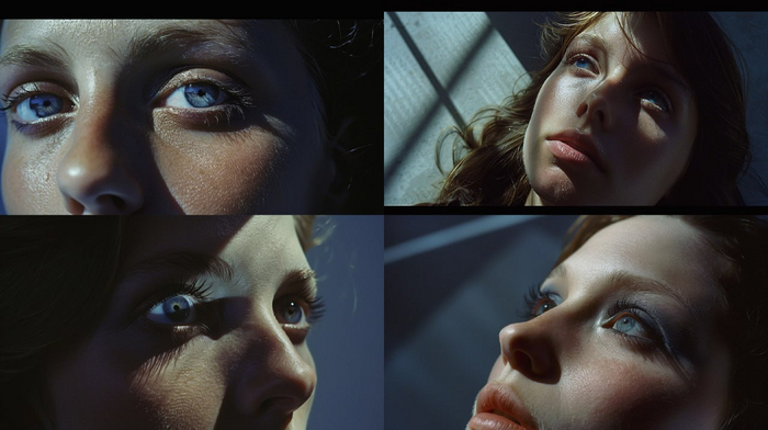 cinematic close up shot of a woman --ar 16:9 --sref 469710847