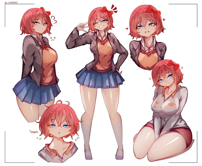 Сайори - Anime Art, Аниме, Doki Doki Literature Club, Sayori, Визуальная новелла