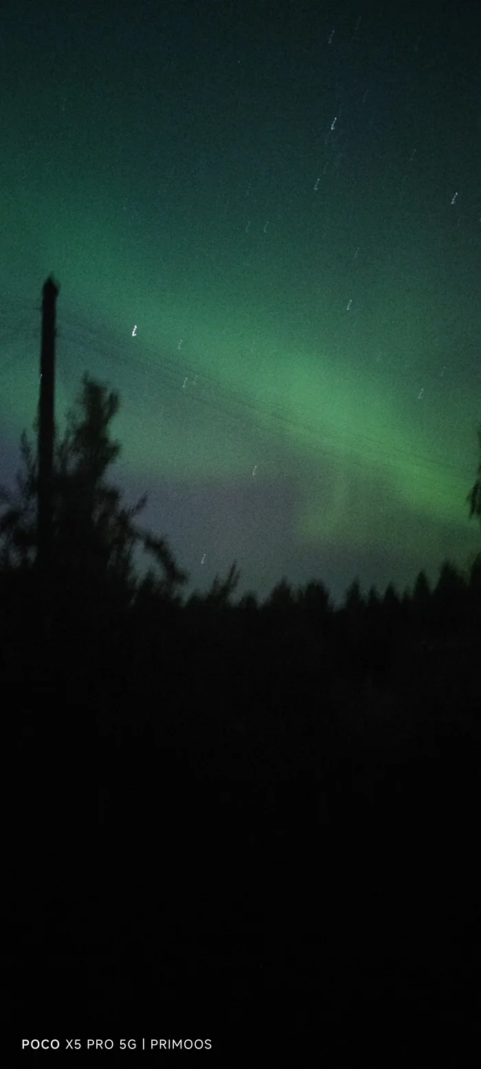 Northern lights - My, Polar Lights, Dacha, Night, Longpost, Mobile photography