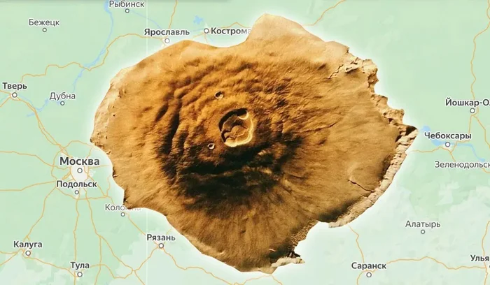 Olympus is a gigantic volcano, which is almost 7 times larger than the Moscow region - My, The science, Space, Mars, Mount Olympus (planet Mars), Informative, Astronomy, Longpost