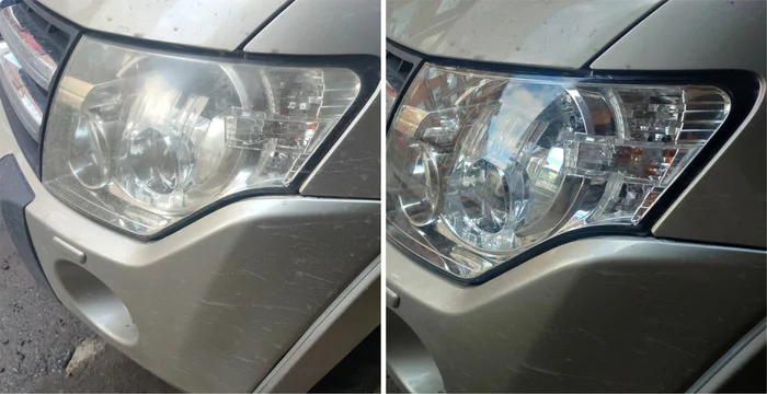 Grinding, polishing and armoring of headlights on Pajero 4 - do it yourself - My, Needlework with process, Rukozhop, With your own hands, Mitsubishi Pajero, Longpost