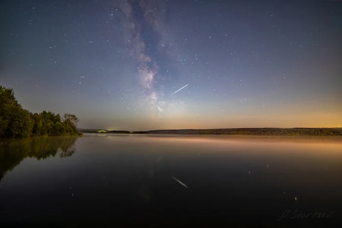 Starry sky and Milky Way over the pond - My, The photo, Landscape, Night, Perm Territory, Nature, Lysva, Stars, Starry sky, Astrophoto, Pond