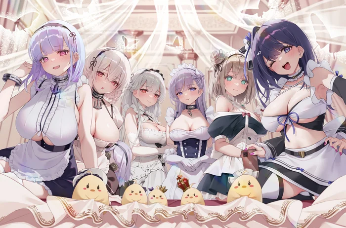 Azur Lane - Anime Art, Аниме, Azur Lane, Belfast, Dido, Liverpool (Azur Lane), Manchester (Azur Lane), Manjuu, Scylla (Azur Lane), Sirius, Горничная