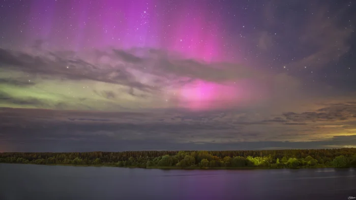 Late evening on the Volga - My, The photo, Nature, Sky, Night, Astrophoto, Clouds, River, Beautiful view, Volga river, Polar Lights, Night shooting