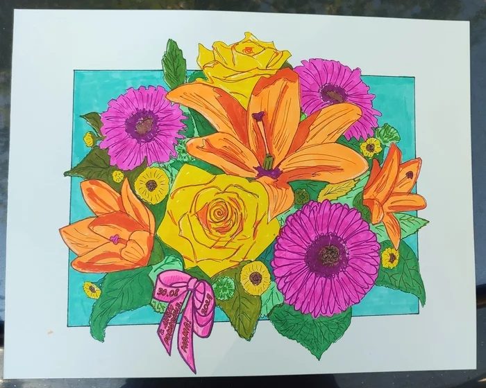 Flowers for Mom - My, Drawing, Flowers, Marker