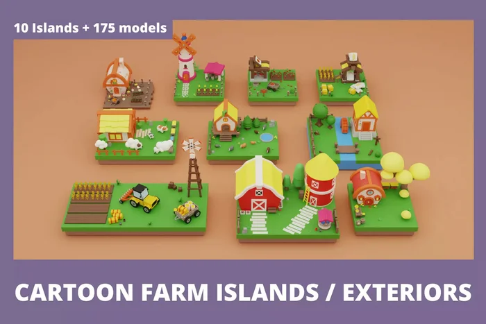 Cartoon Farm Islands / Exteriors asset giveaway on asset store unity - Development of, Gamedev, Indie game, Distribution, Инди, Asset, Asset store, Unity, Unity3d, Farmer, Building, Stylization, Video, Youtube