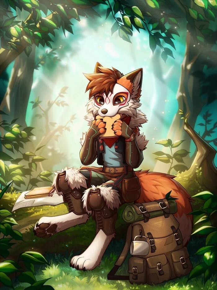 Halt - Furry, Furry canine, Furry fox, Snack, Halt, Forest, Furry art, Art, Coyrin