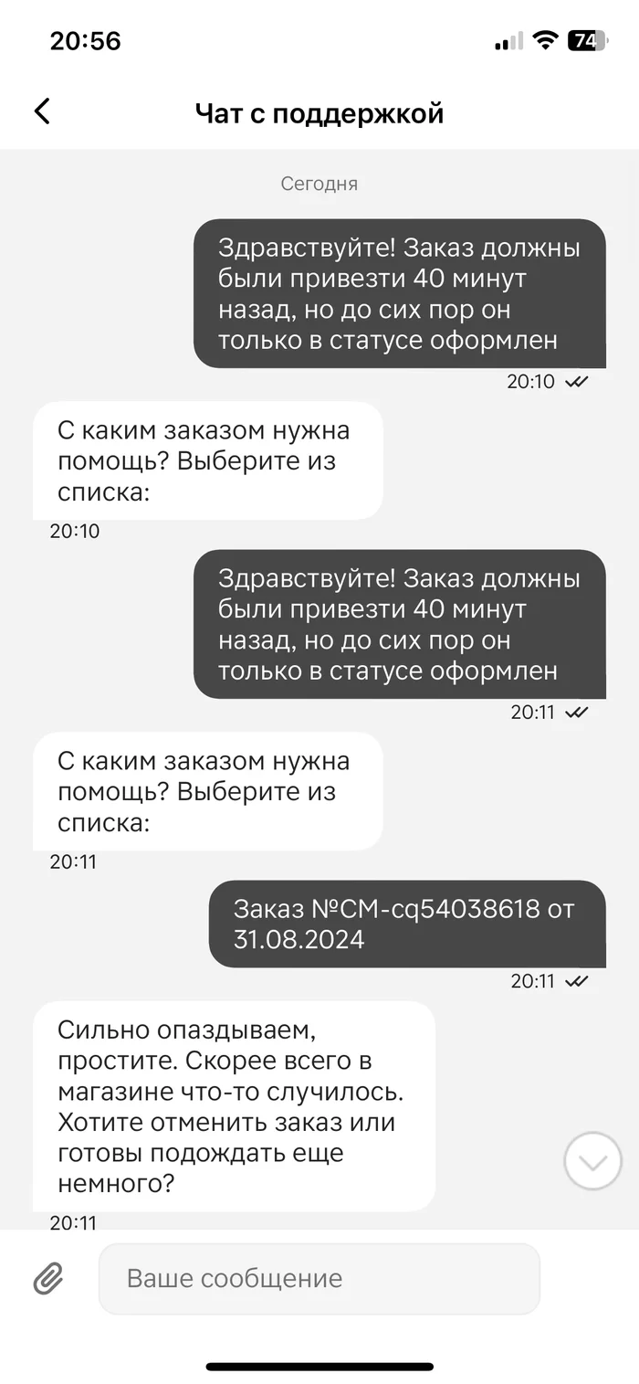 Магазин Магнит - дно - Моё, Супермаркет магнит, Длиннопост, Скриншот, Жалоба, Претензия, Чат-Бот, Оператор, Служба доставки, Доставка еды, Негатив