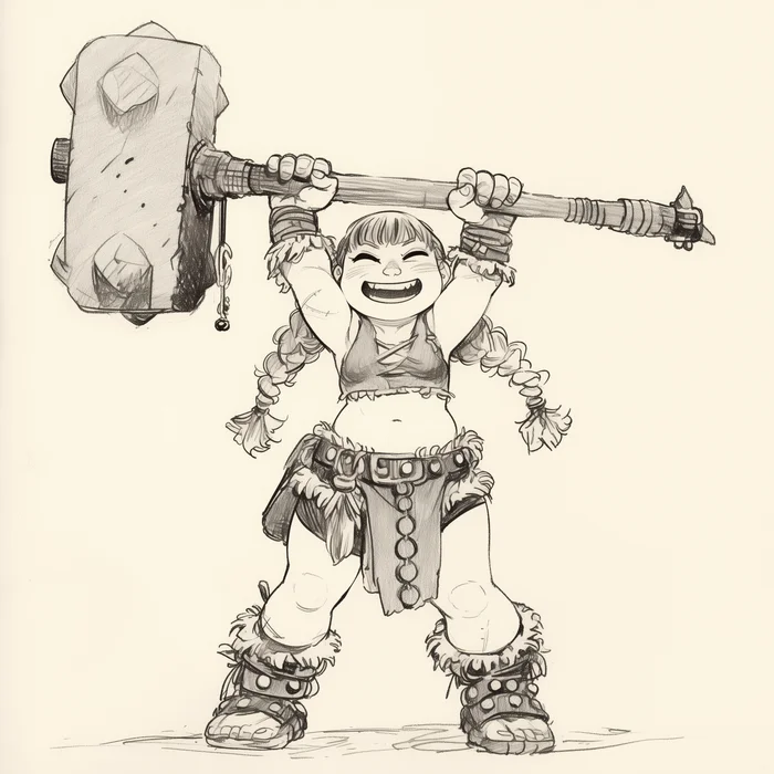 Dwarf Varvara - My, Neural network art, Midjourney, Pinanoc, Girls, Barbarian, Barbarian, Woman-Dwarf, Dungeons & dragons