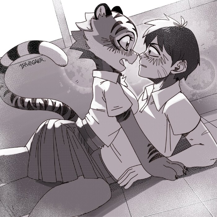 Aura & Haruki - Furry, Anthro, Art, Furry tiger, Drawligator