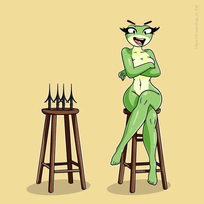 Will there be any pitfalls? - My, Illustrations, Drawing, Art, Girls, Two chairs, Memes, Toad, Humor