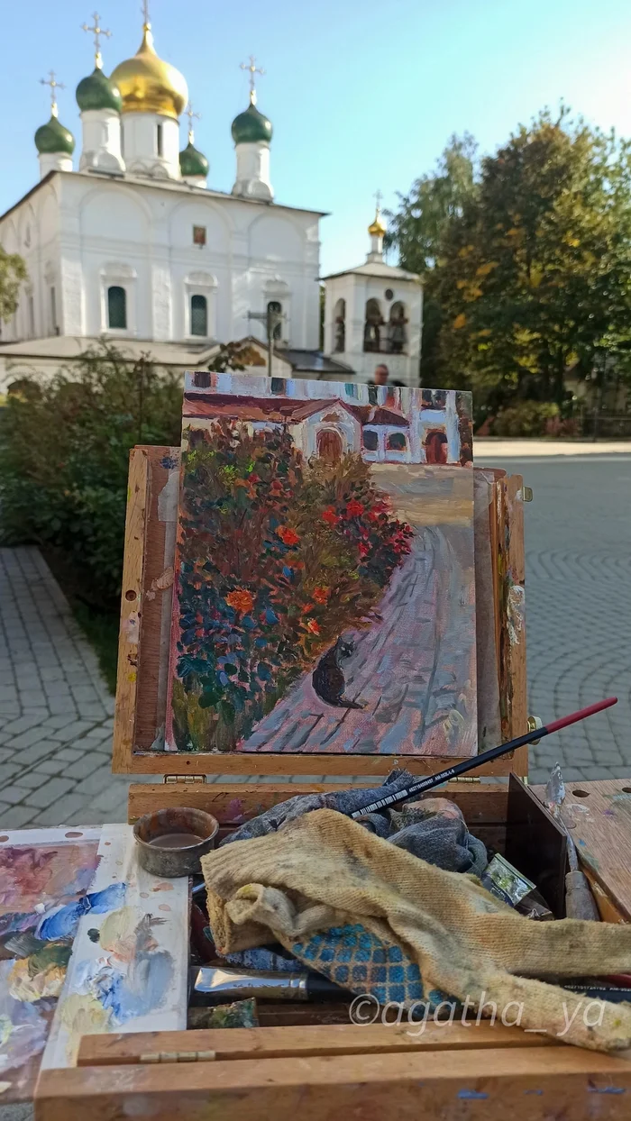 Plein air in Sretensky - My, Oil painting, Sretensky Monastery, Author's painting, Painting, Canvas, Plein air, Painting, Longpost