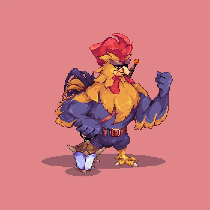 Witcher rooster - Моё, Pixel Art, Арт, Вымышленные персонажи