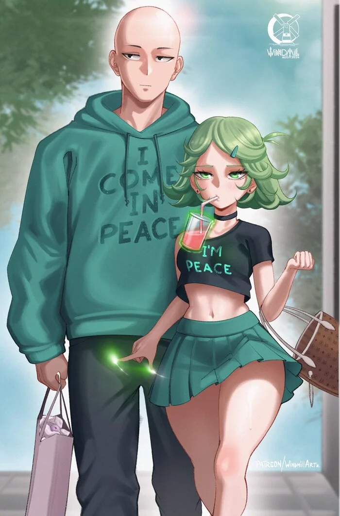 Влюблённая пара - Аниме, Anime Art, Saitama, Tatsumaki, Onepunchman