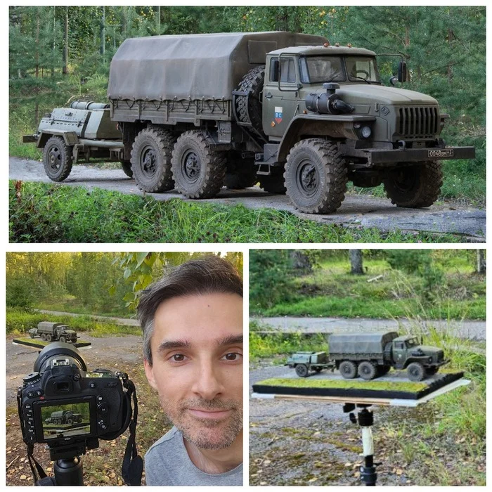 Ural 4320 with field kitchen KP-130 (scale 1:35) - My, Modeling, Stand modeling, With your own hands, Miniature, Scale model, Painting miniatures, Collecting, Auto, Car, Army, Hobby, Diorama, The photo, Creation, Models, Military equipment, Technics, Ural, Ural 4320, Field kitchen, Longpost