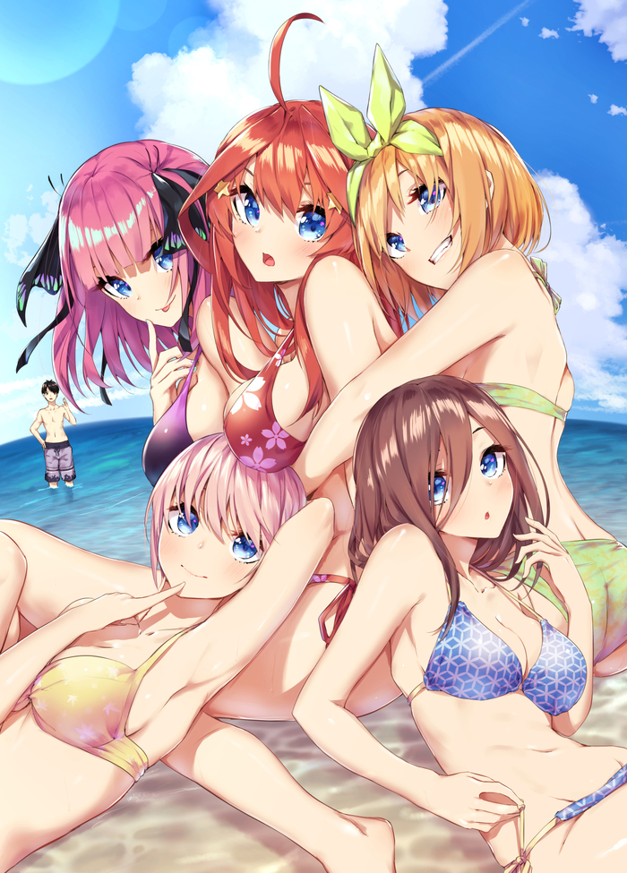     , Anime Art, Nakano Itsuki, Ichika Nakano, Nakano Yotsuba, Nakano Miku, Nino Nakano, Gotoubun No Hanayome