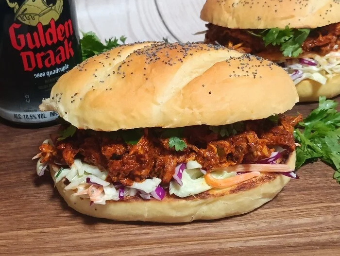 Chicken Achiote Sandwich - My, Recipe, Sour cream, Mayonnaise, Sandwich, Cabbage, Hen, Mexican cuisine, Lime, Longpost, Food