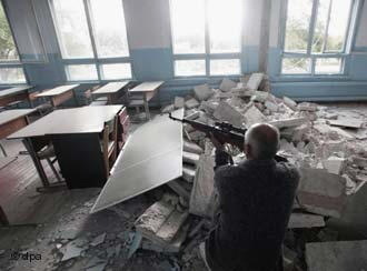 Men of Beslan, having learned that their loved ones have been taken hostage, take out their weapons and begin to gather around the school - Beslan, Negative, The photo, Courage, Men, Tragedy, Militia, North Ossetia Alania, Longpost