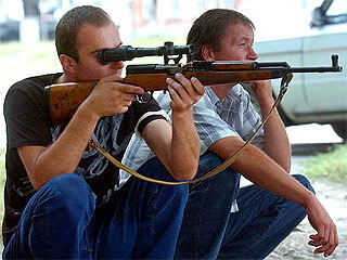 Men of Beslan, having learned that their loved ones have been taken hostage, take out their weapons and begin to gather around the school - Beslan, Negative, The photo, Courage, Men, Tragedy, Militia, North Ossetia Alania, Longpost