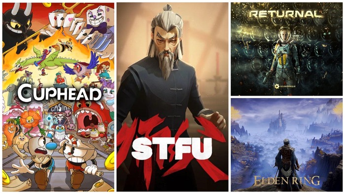     ,  , , ,  , , , Darkest Dungeon, Battletoads, Contra, Sekiro: Shadows Die Twice, Elden Ring, Dark Souls, Super Meat Boy, Ghosts N Goblins, Cuphead, Sifu, Returnal, Ninja gaiden,  , 