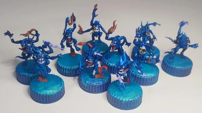 Синие ужасы (Blue Horrors) - Моё, Покраска миниатюр, Wh miniatures, Warhammer 40k, Warhammer, Chaos Daemons, Длиннопост