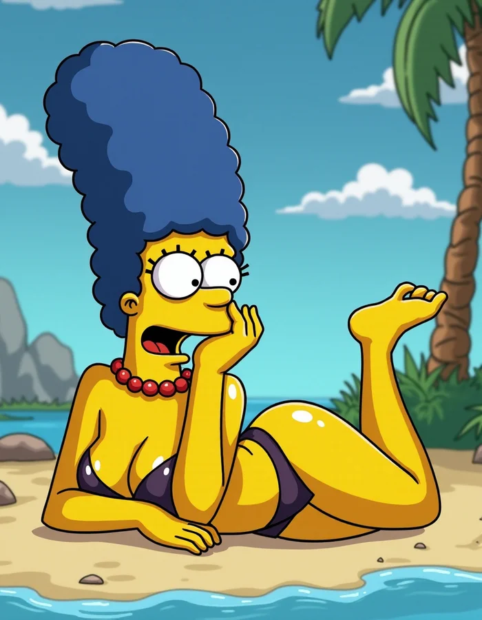 Marge Simpson - My, Marge Simpson, The Simpsons, Hand-drawn erotica, Neural network art, Stable diffusion, Girls, Flux, Longpost