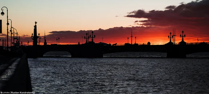 Trinity Bridge St. Petersburg - My, The photo, Nikon, Evening, Town, Sunset, Trinity Bridge