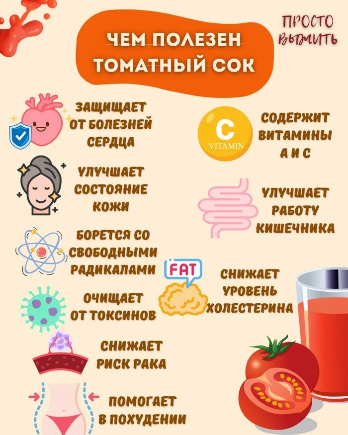 The incredible benefits of natural tomato juice - My, Health, Tomatoes, Juice, Gastrointestinal tract, Cholesterol, Body, Benefit, Vitamins, Prophylaxis, Leather, Help, Tomato juice, State, Improvements, Slimming, Cleansing, Sports Tips, Healthy lifestyle, Diet, Proper nutrition