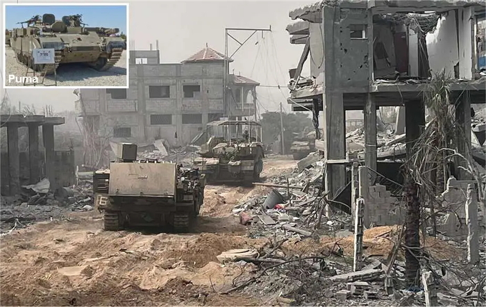 «Пума» с системой «Рицуф» и «Меркава-4М» на улице Газы