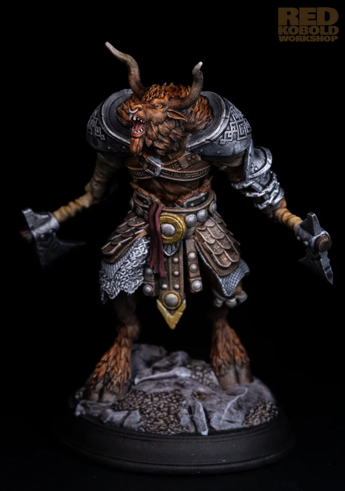 Minotaur Berserker - My, Miniature, Painting miniatures, Painting, Dungeons & dragons, Tabletop role-playing games, Painting, 3D печать, Minotaur, Longpost