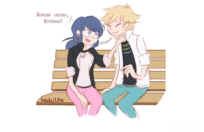 The main thing is that he doesn't start licking anything in public... - Comics, Art, Lady Bug and Super Cat, Cartoons, Chat Noir, Marinette, Spatziline, Longpost