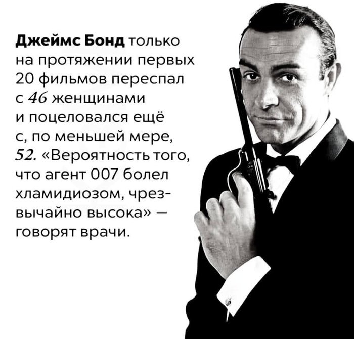 Знаете ли вы, что - Картинка с текстом, Зашакалено, Грустный юмор, Джеймс Бонд, ЗППП