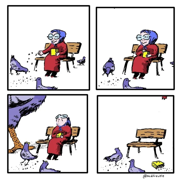 Comic by Midfrecle - Comics, Images, Pigeon, Strange humor, Midfrecle