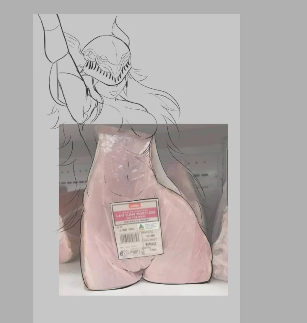 When a piece of meat inspires... - Digital drawing, Anime, Anime, Anime art, Drawing, Art, Sketch, Girls, Meat, Inspiration, Humor, Longpost