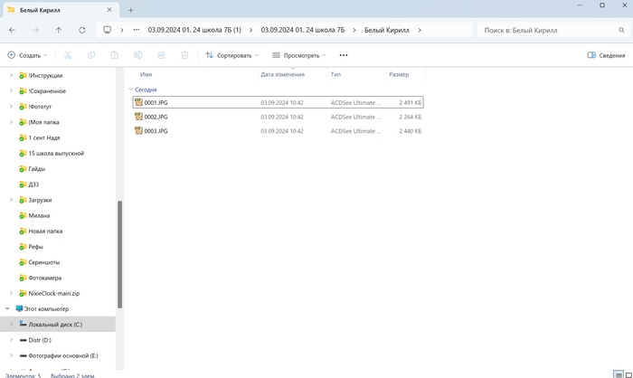 Для примера, в папке Белый Кирилл 3 jpg файла 0001, 0002 и 0003