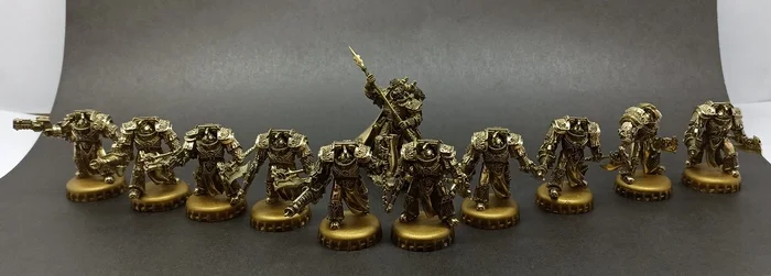 Warhammer 40K. Terminators Alpha Legion. Artistic metal casting. Material Bronze - My, Artistic casting, Warhammer 40k, Adeptus Astartes, Caster, Warhammer, Chaos dreadnought, Master, Characters (edit), Casting, Metal Casting, Longpost, Needlework without process, Bronze, Night lords, Alpharius, Alpha-legion, Terminator